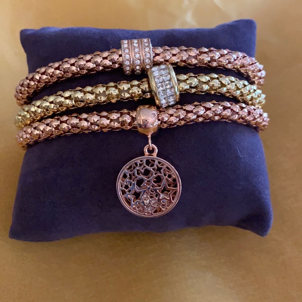 3 Piece set - CZ Accent Stretch Bracelets